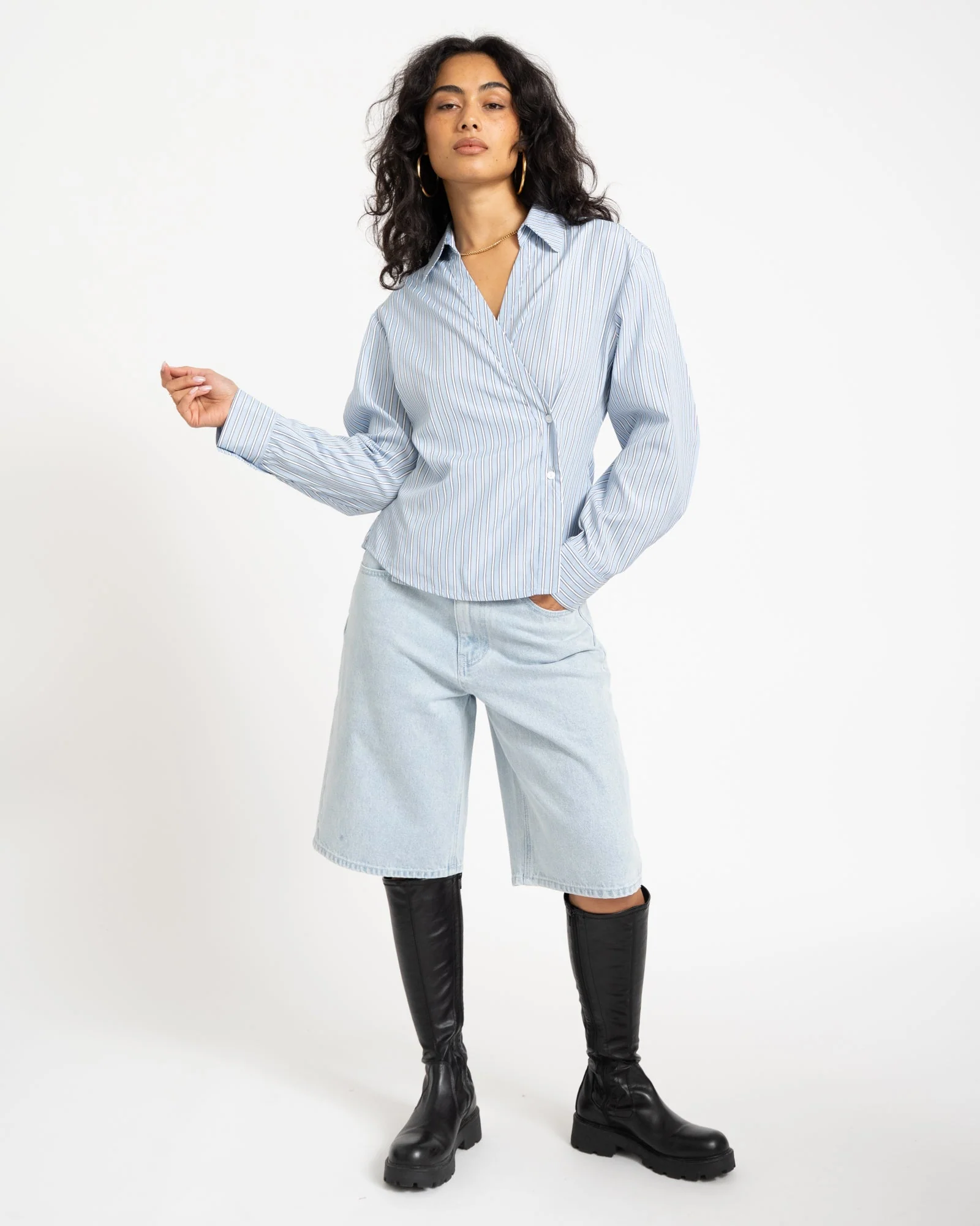 TILTIL Striped Liana Blouse Light Blue