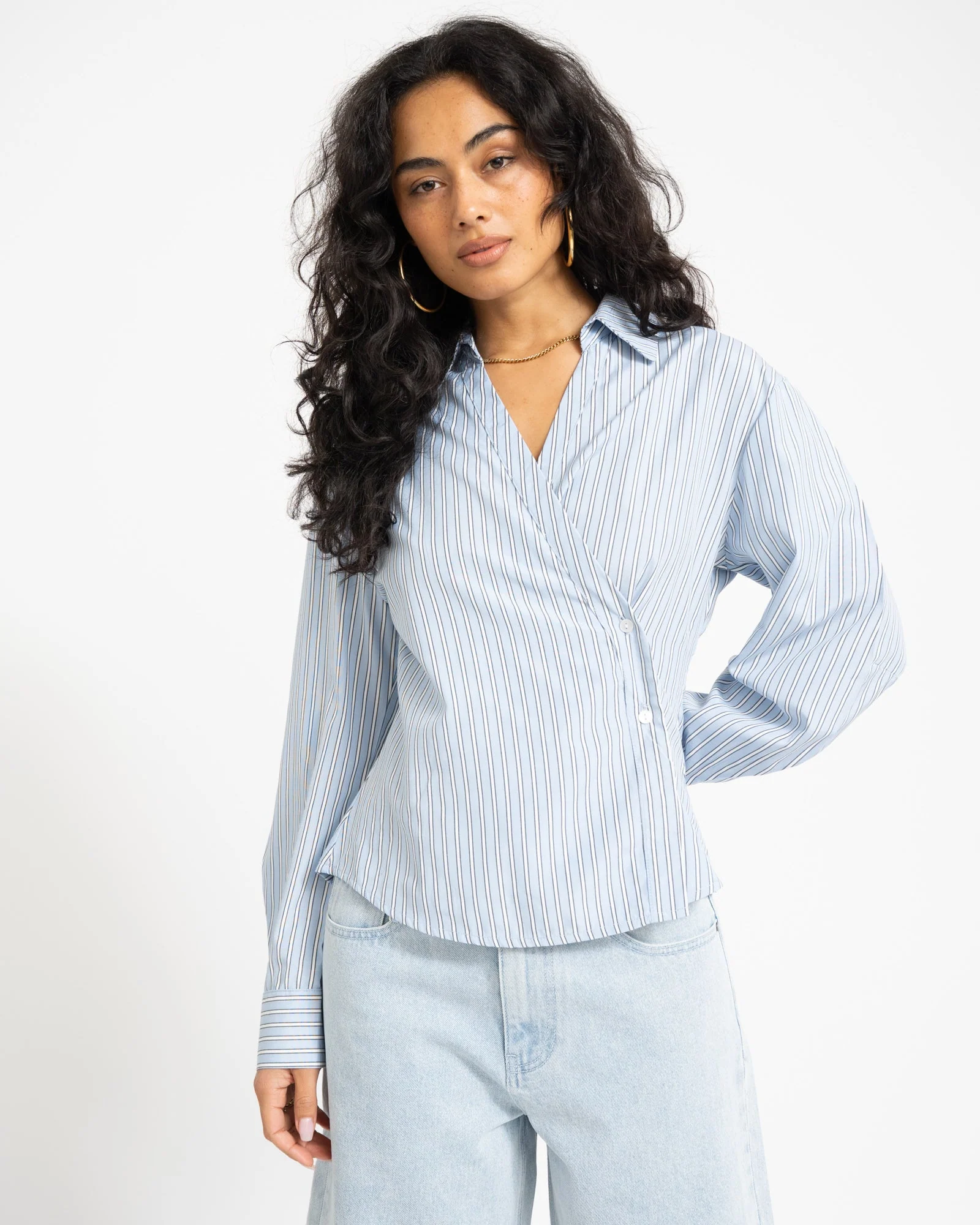 TILTIL Striped Liana Blouse Light Blue - Image 3