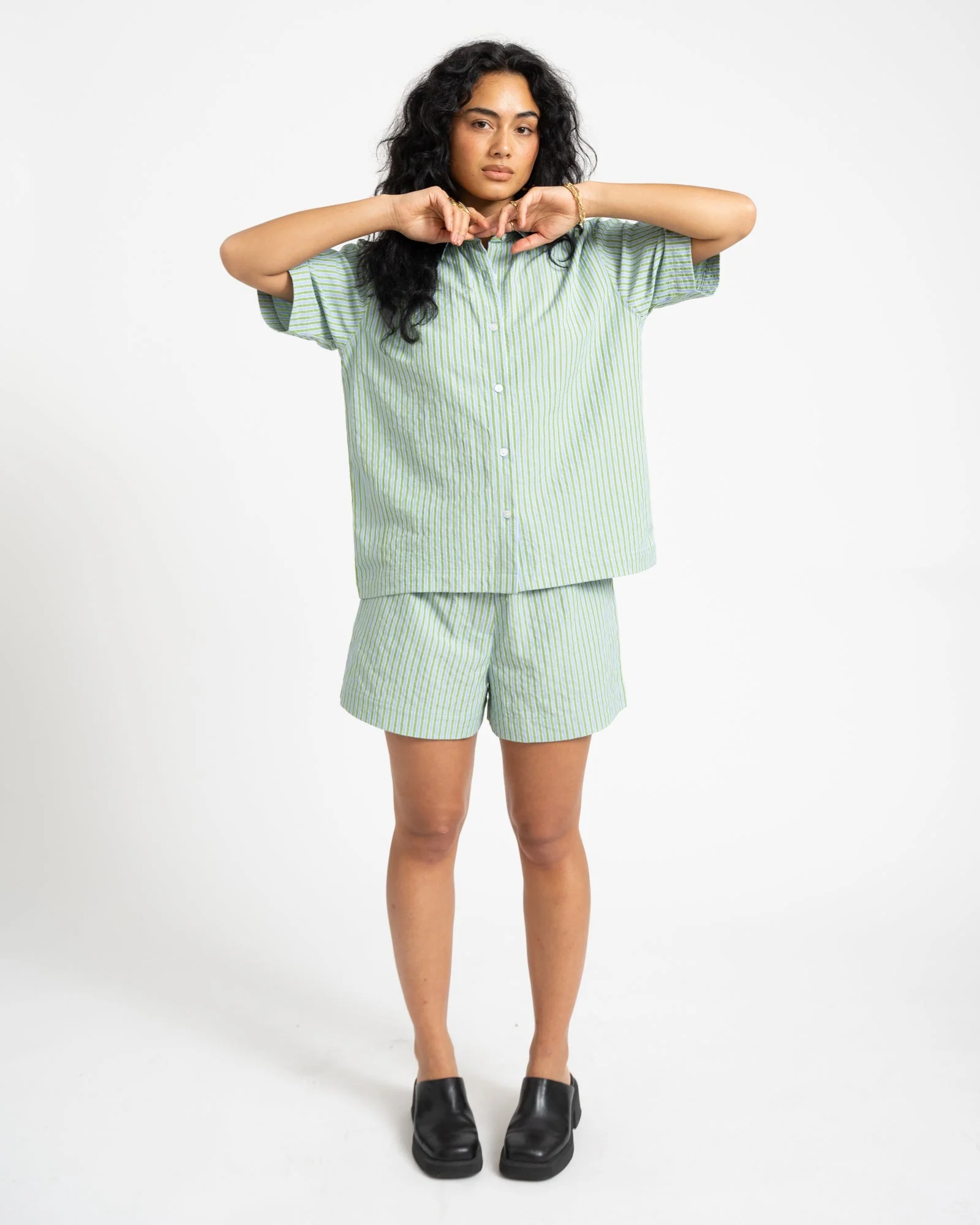 TILTIL Striped Silia Short Light Green