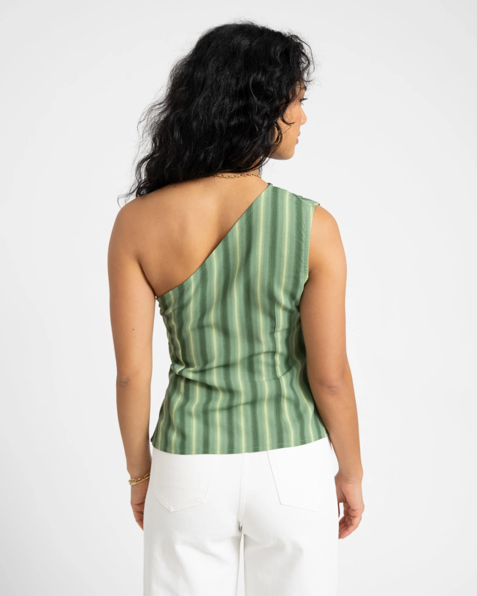 TILTIL Striped Ylva One Shoulder Green - Image 6