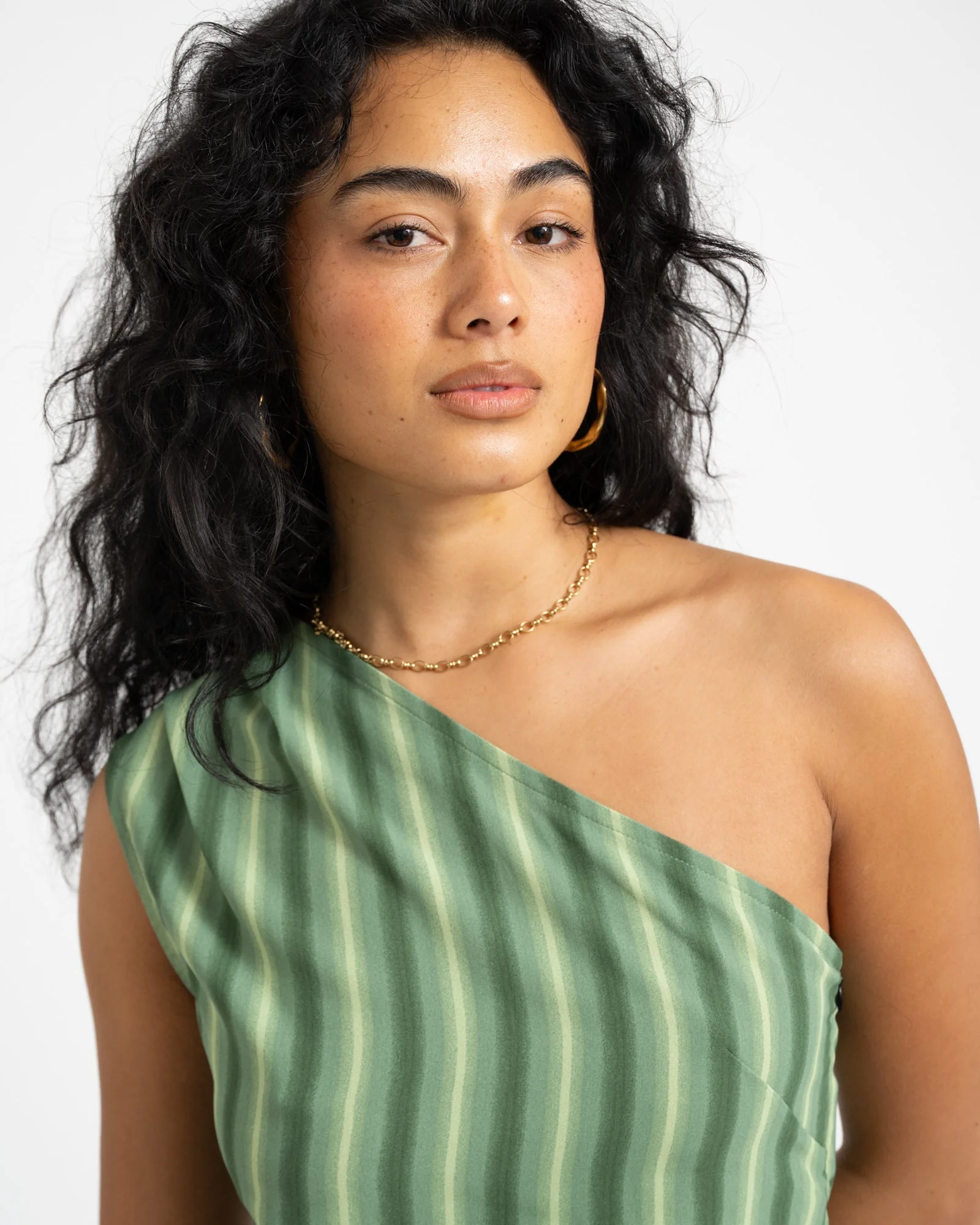 TILTIL Striped Ylva One Shoulder Green - Image 7