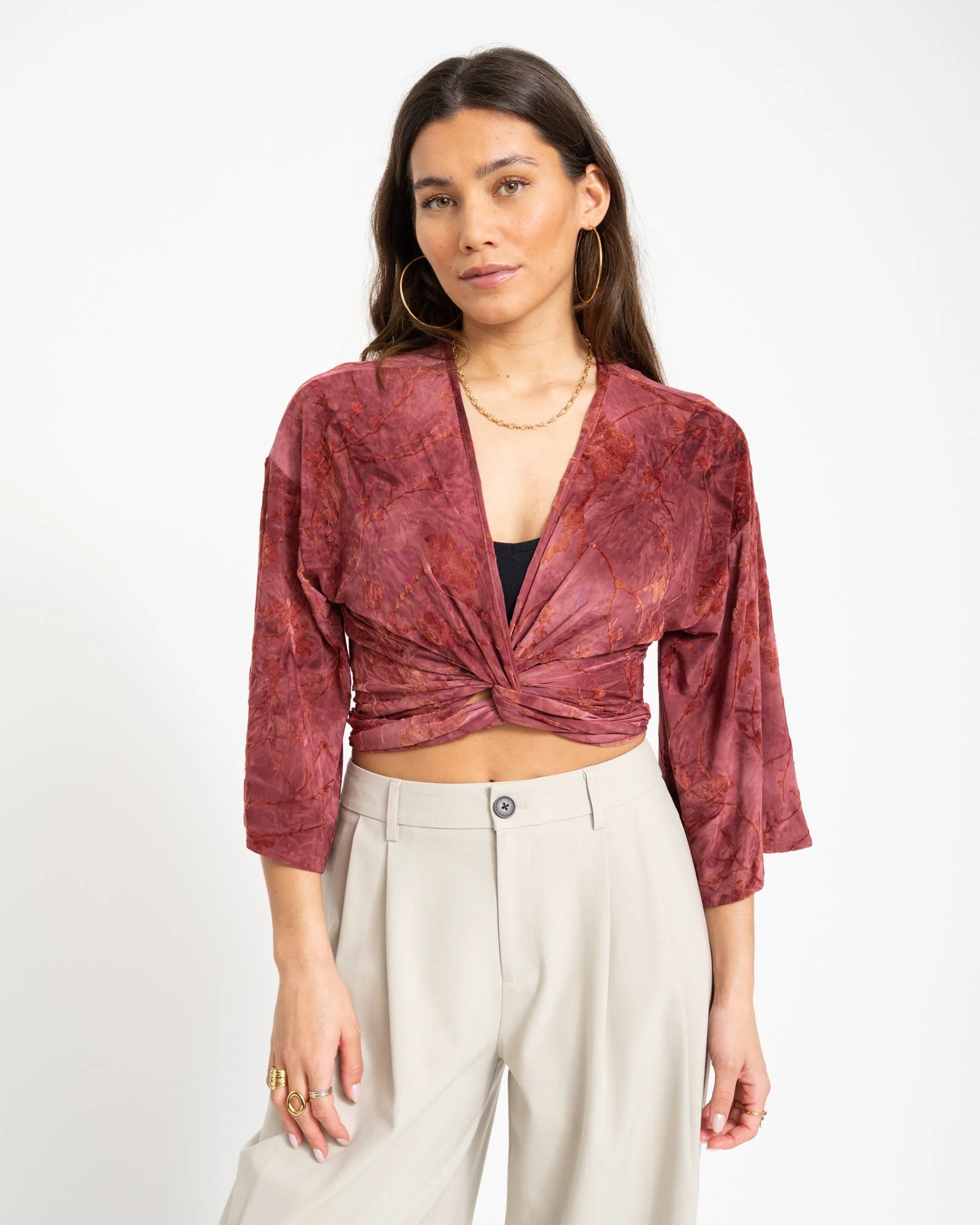 TILTIL Sunny Hibiscus Top Dark Pink - Image 3