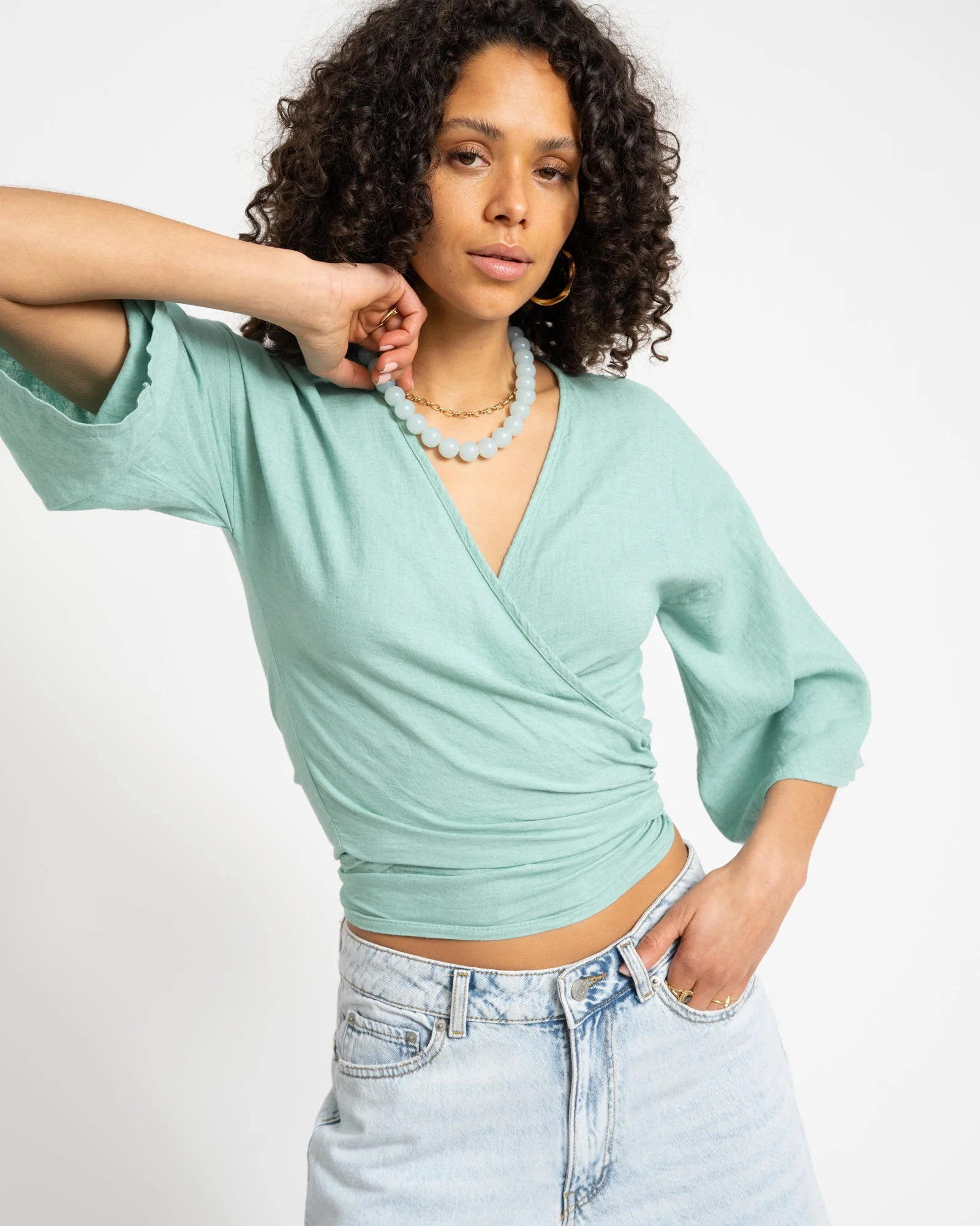 TILTIL Sunny Linen Top Mint One Size