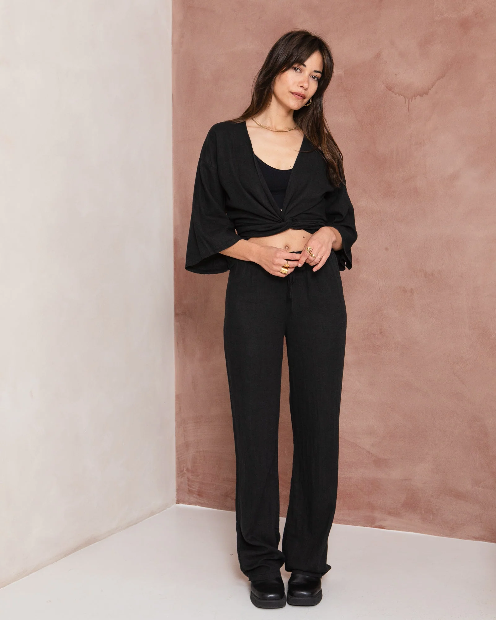 TILTIL Sunny Linen Top Black One Size - Image 7