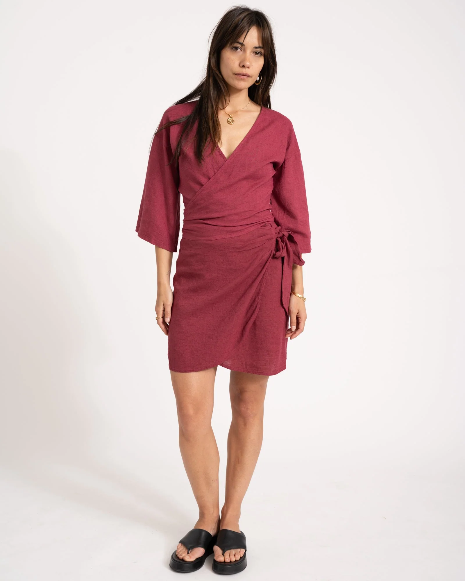 TILTIL Sunny Linen Top Burgundy One Size