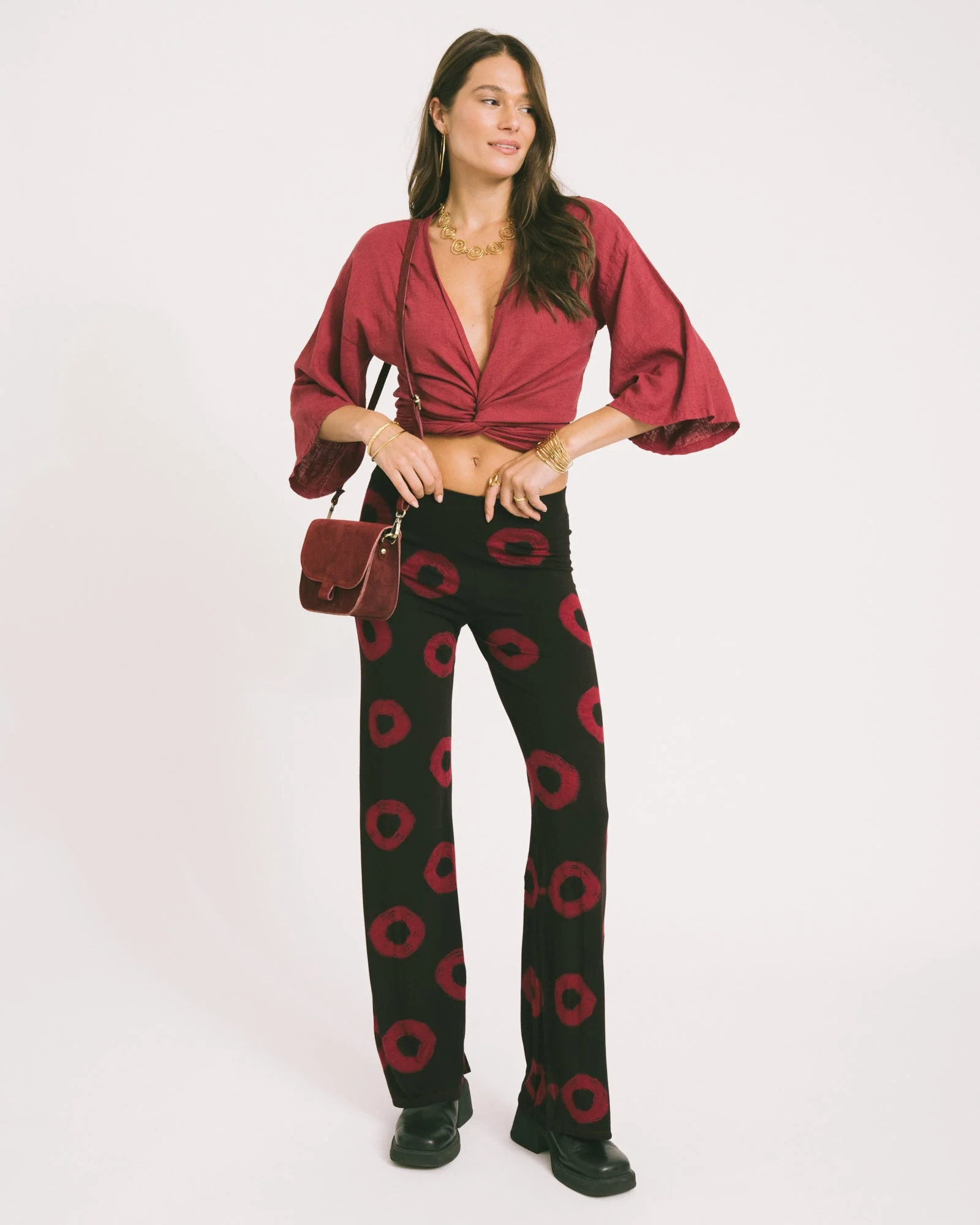 TILTIL Sunny Linen Top Burgundy One Size - Image 2