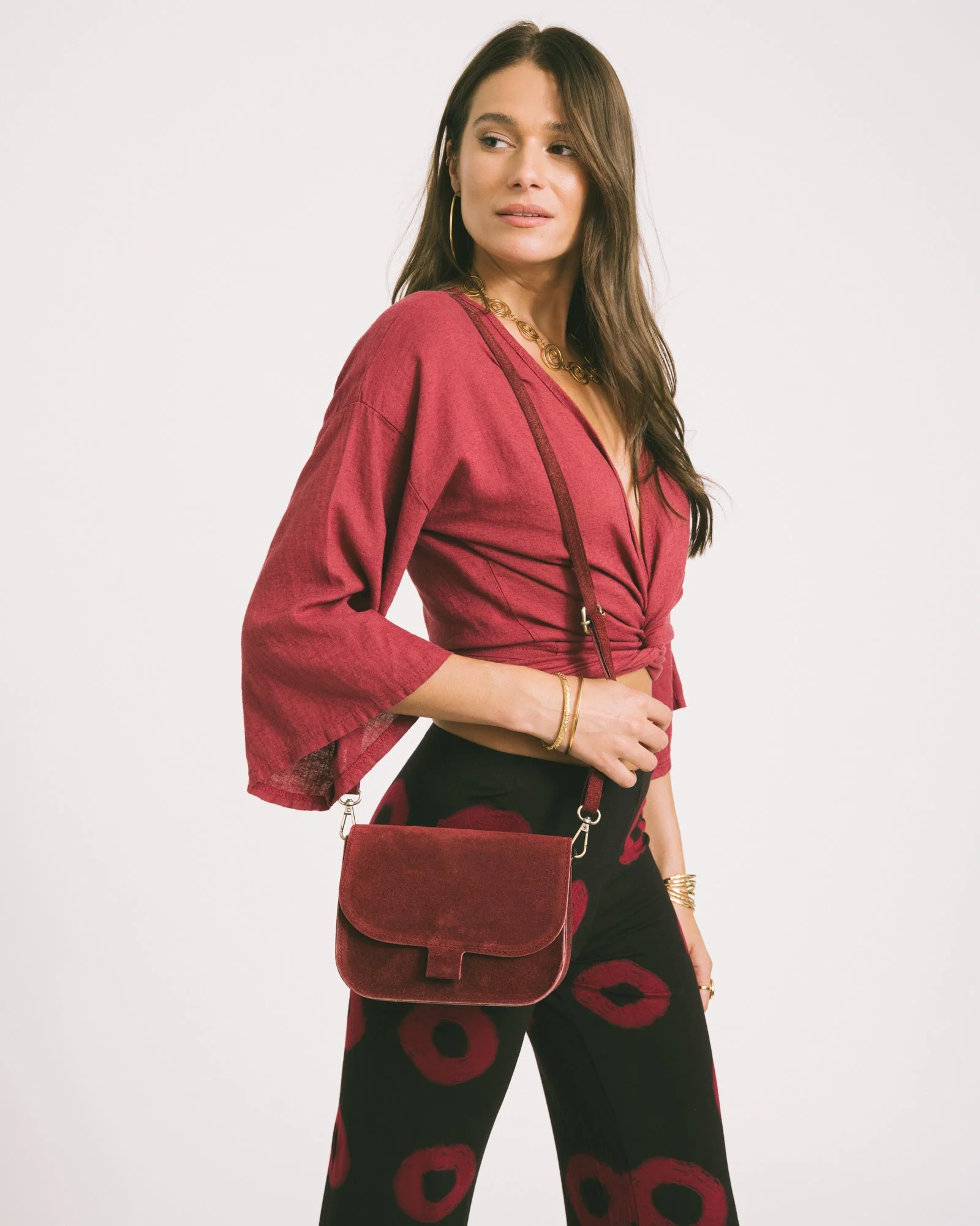 TILTIL Sunny Linen Top Burgundy One Size - Image 3