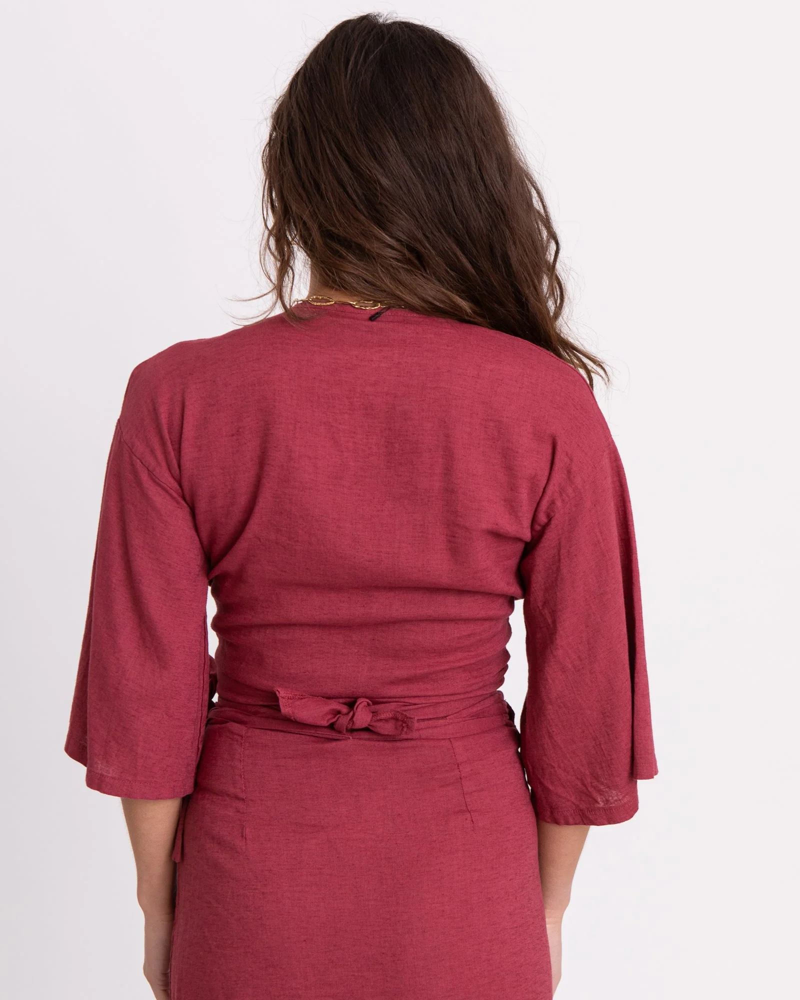 TILTIL Sunny Linen Top Burgundy One Size - Image 7