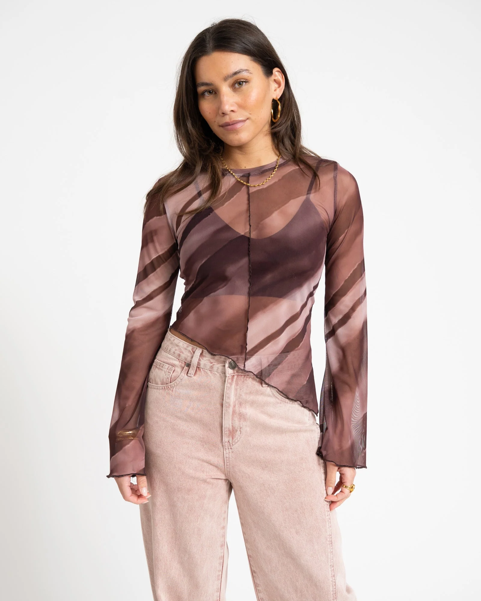 TILTIL Suzie Mesh Top Detail Burgundy - Image 3