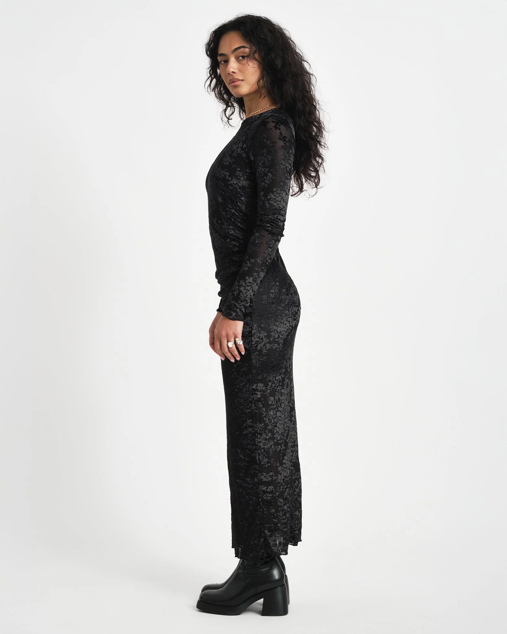 TILTIL Suzie Mesh Velvet Dress Black - Image 2