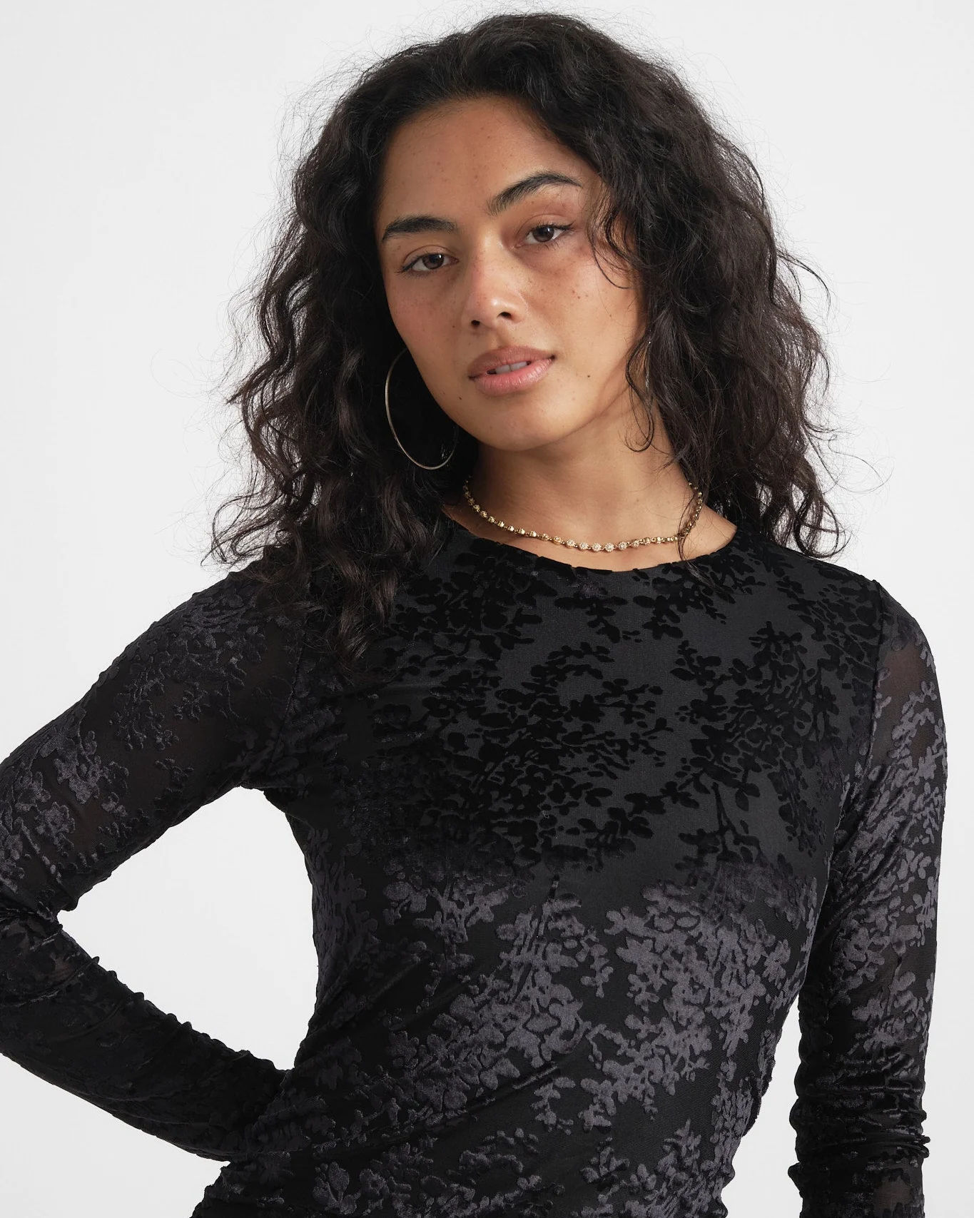 TILTIL Suzie Mesh Velvet Dress Black - Image 4