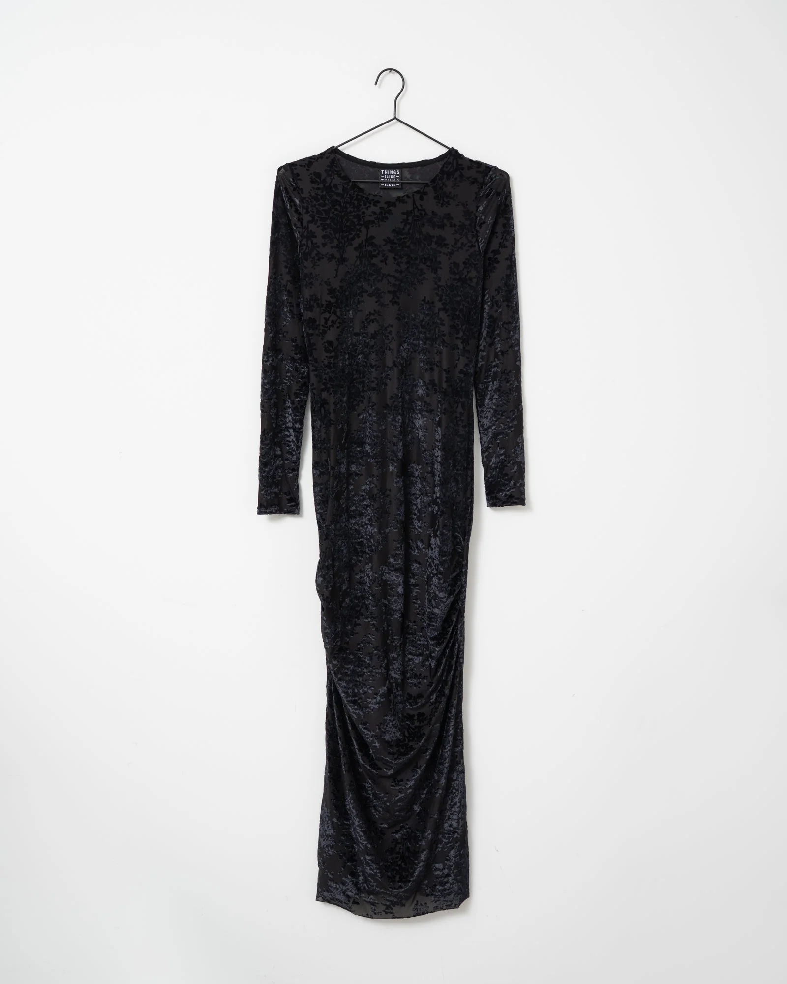 TILTIL Suzie Mesh Velvet Dress Black - Image 5
