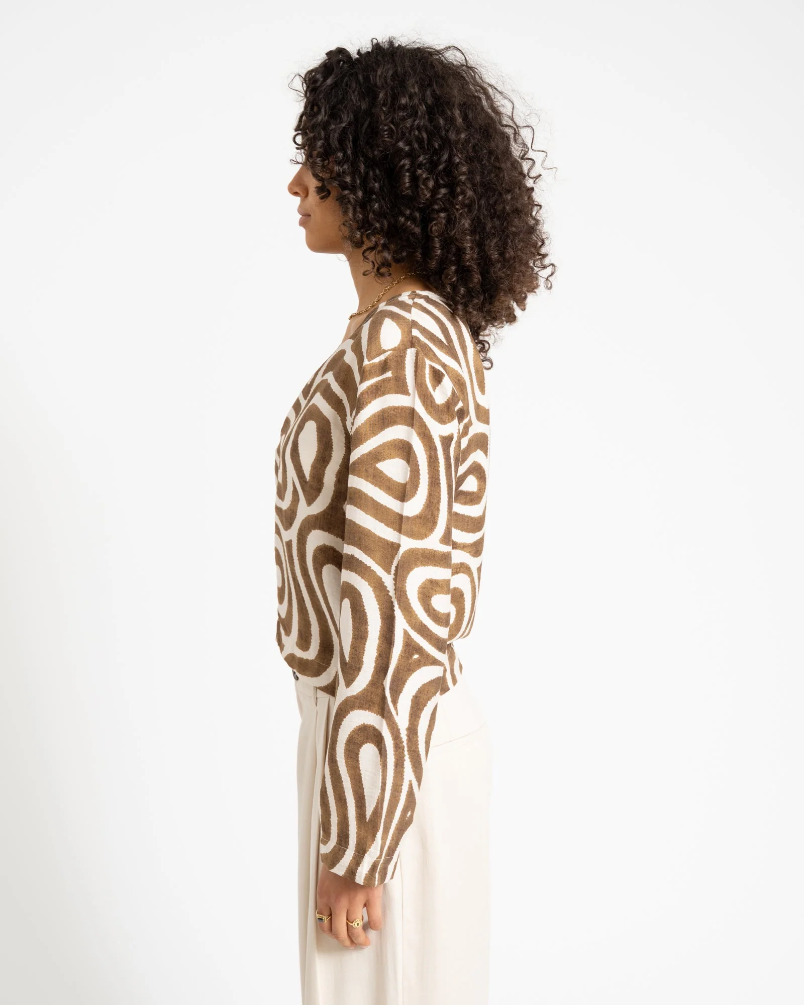 TILTIL Swirl Gaia Blouse Khaki - Image 4