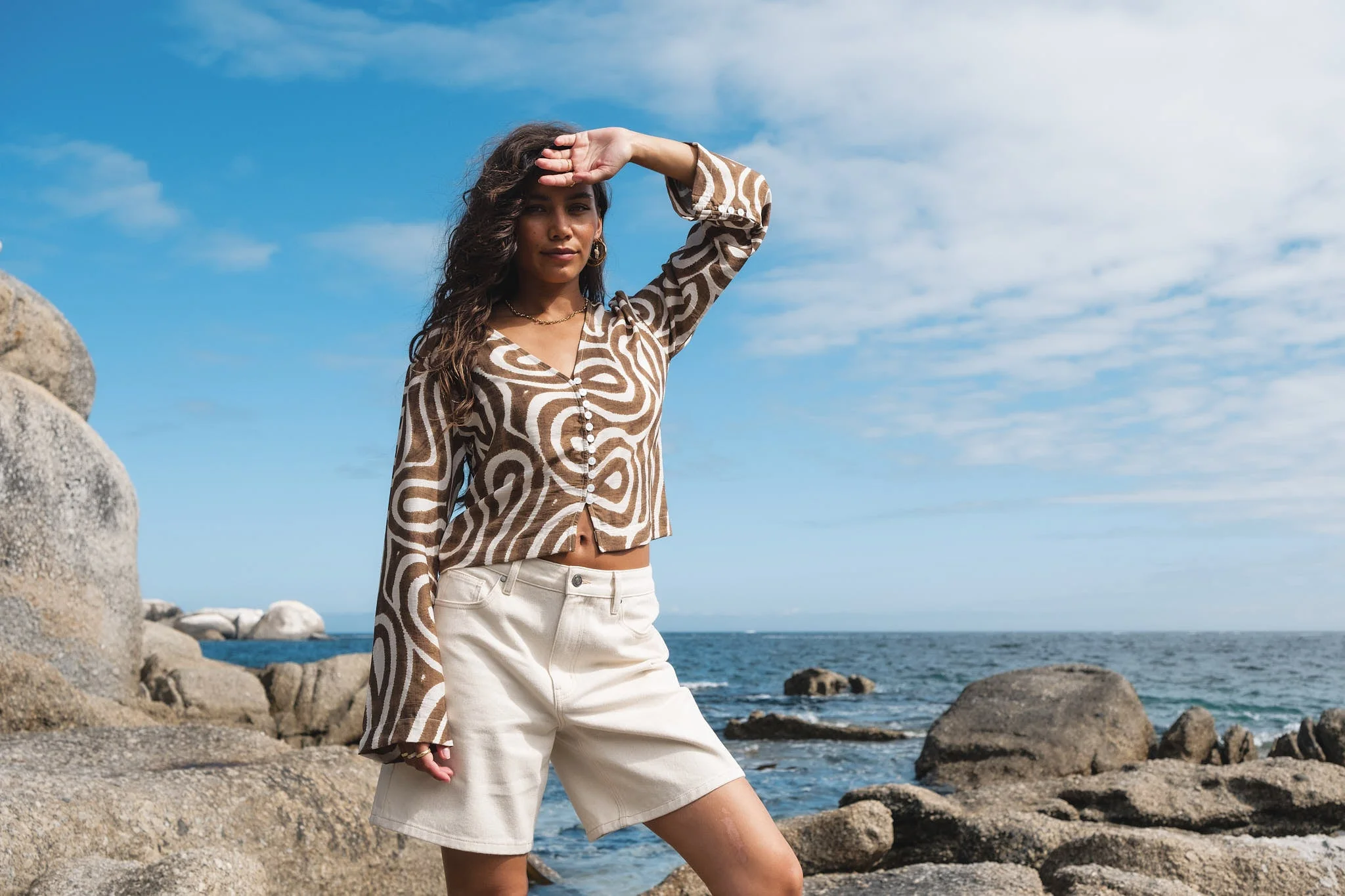 TILTIL Swirl Gaia Blouse Khaki - Image 7