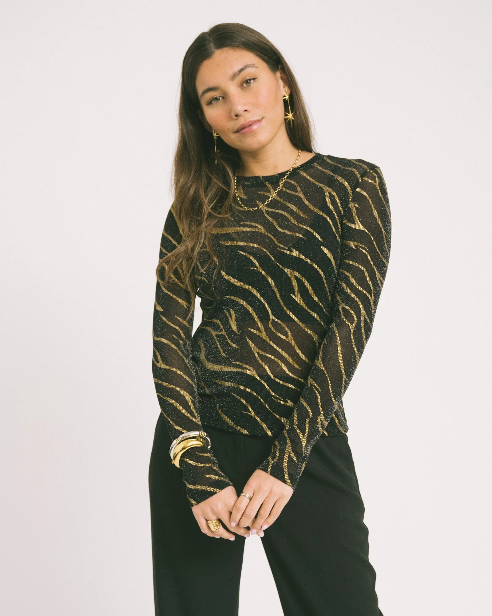 TILTIL Mesh Zebra Longsleeve Black Gold - Image 3