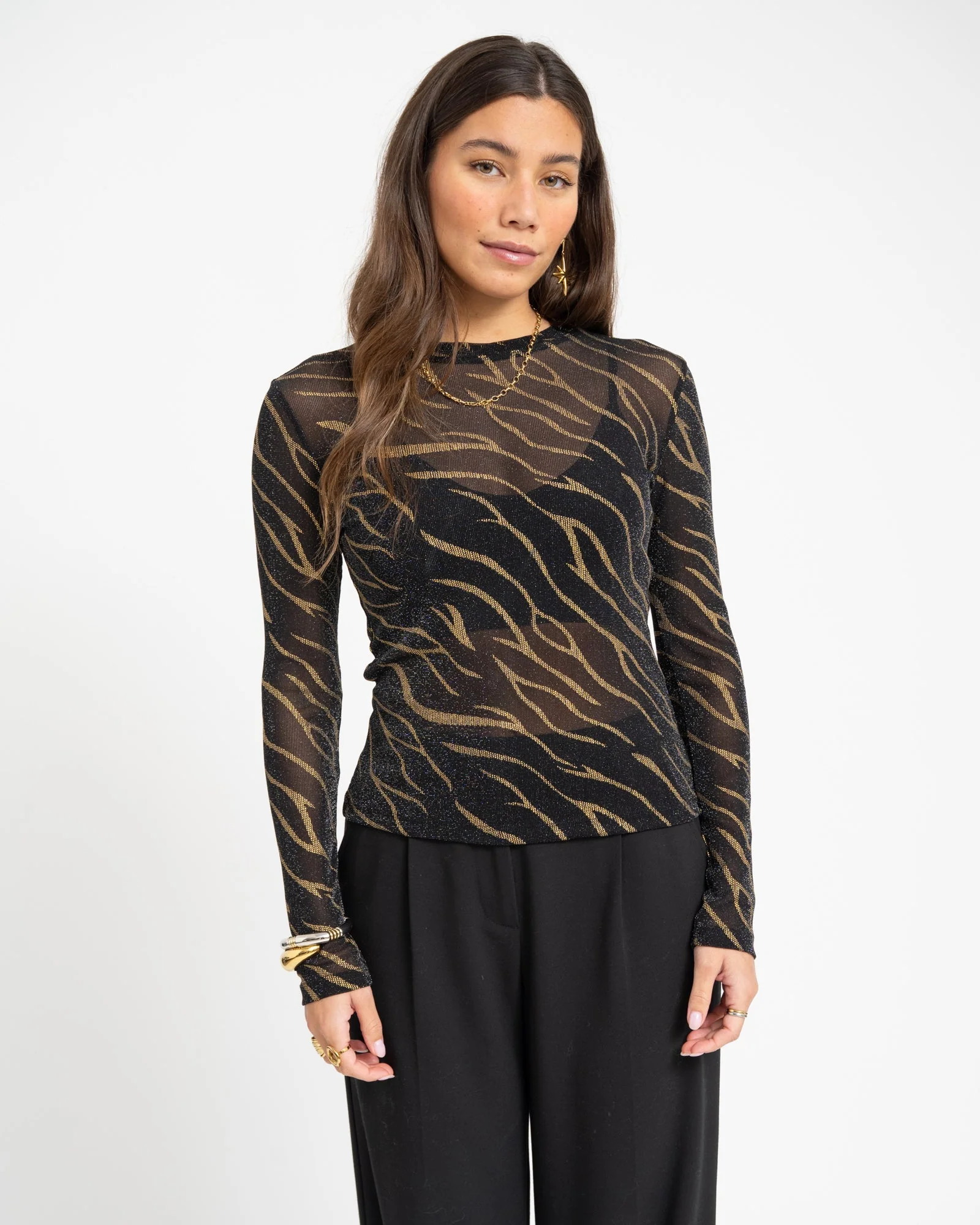 TILTIL Mesh Zebra Longsleeve Black Gold - Image 4
