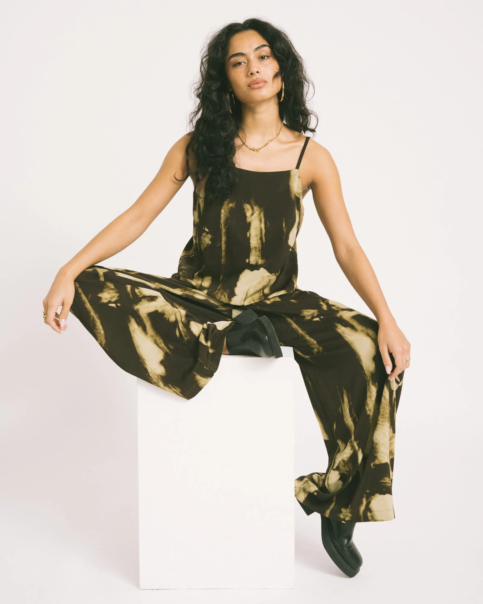 TILTIL Suze Abstract Pants Brown Beige - Image 2
