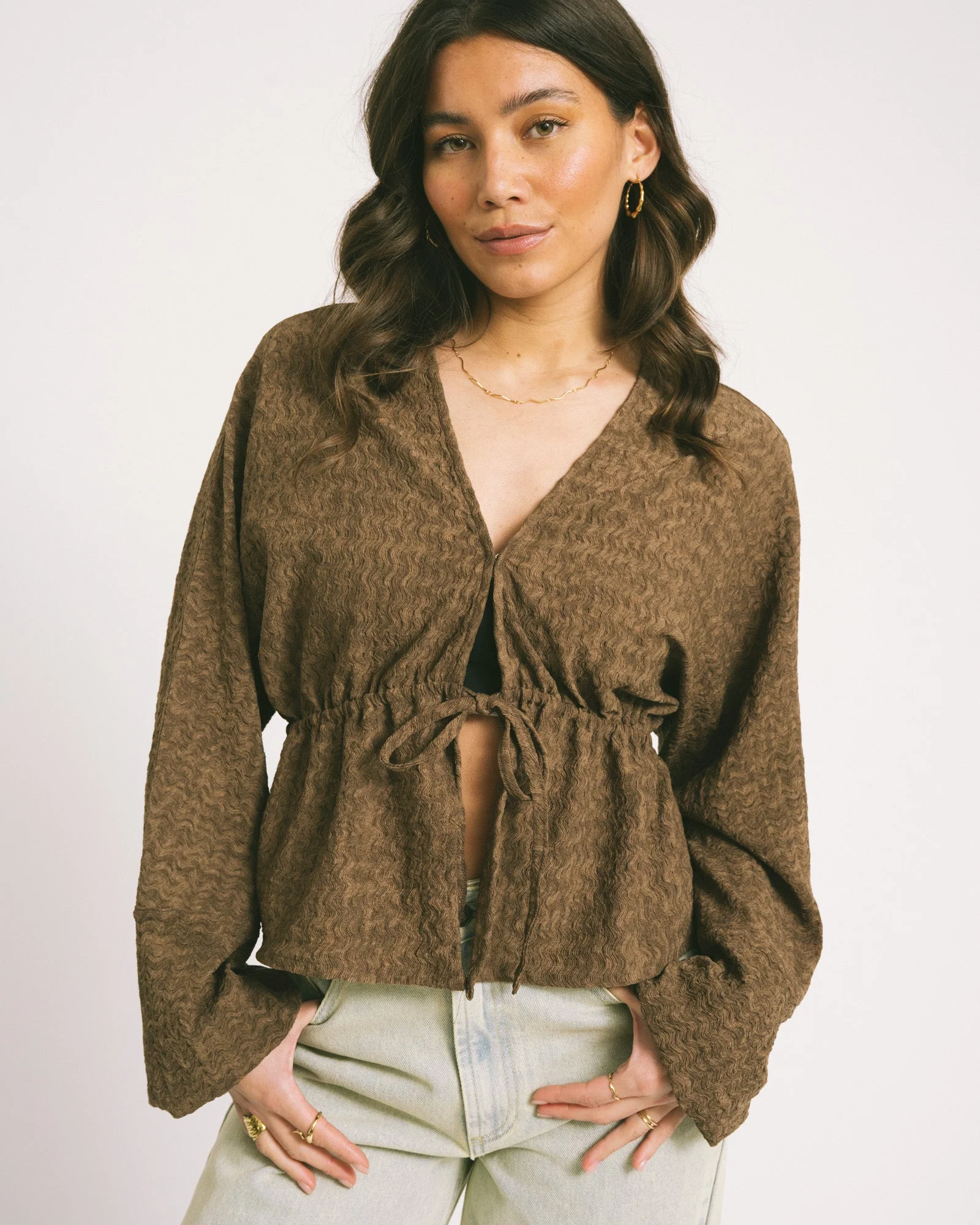 TILTIL Uma Structured Blouse Brown - Image 2
