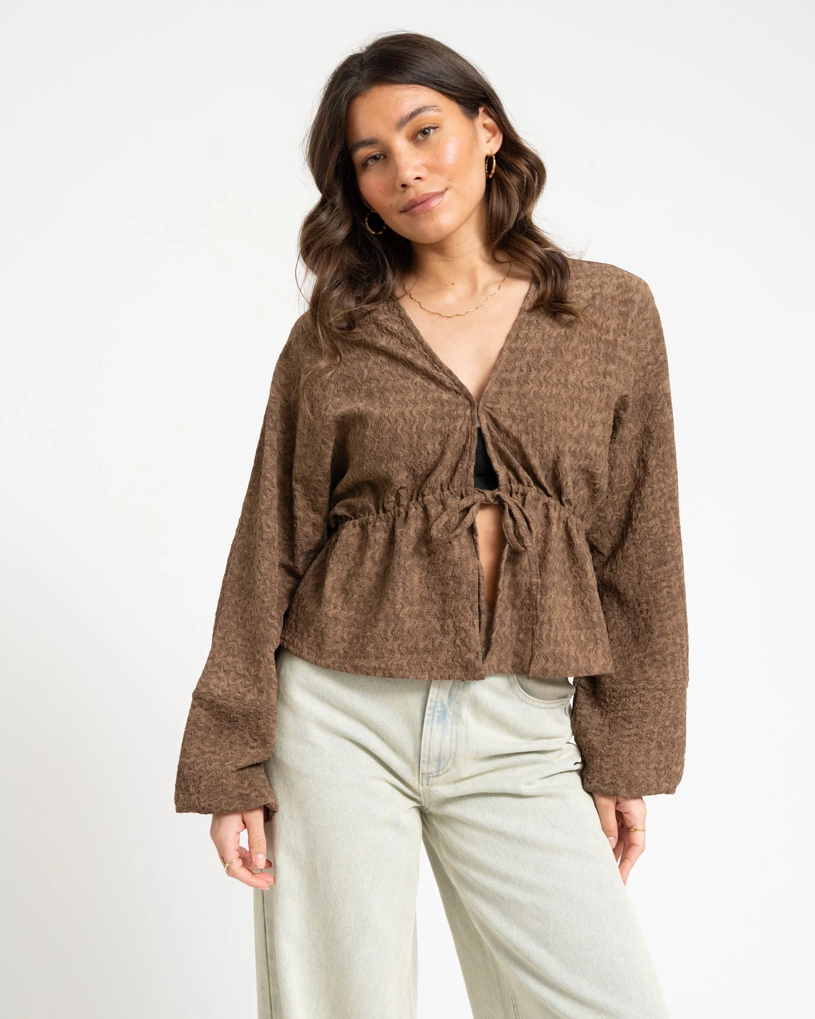 TILTIL Uma Structured Blouse Brown - Image 3