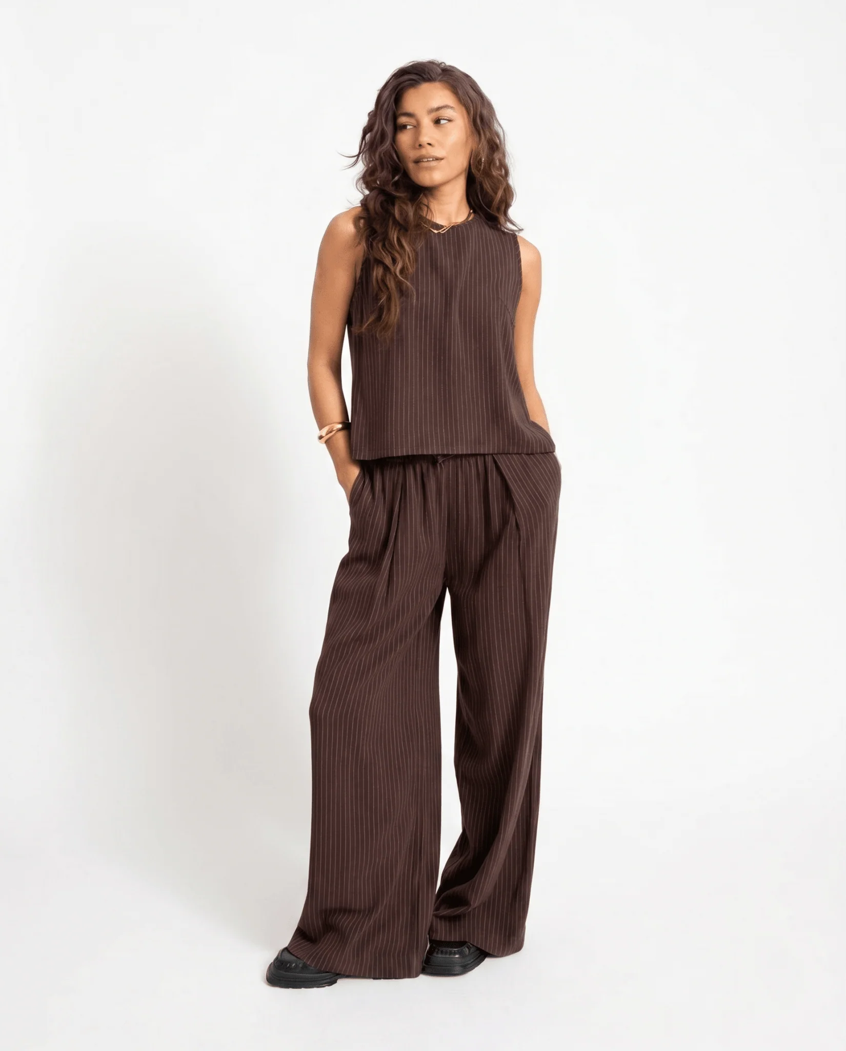 TILTIL Wide Lyna Trousers Brown - Image 3