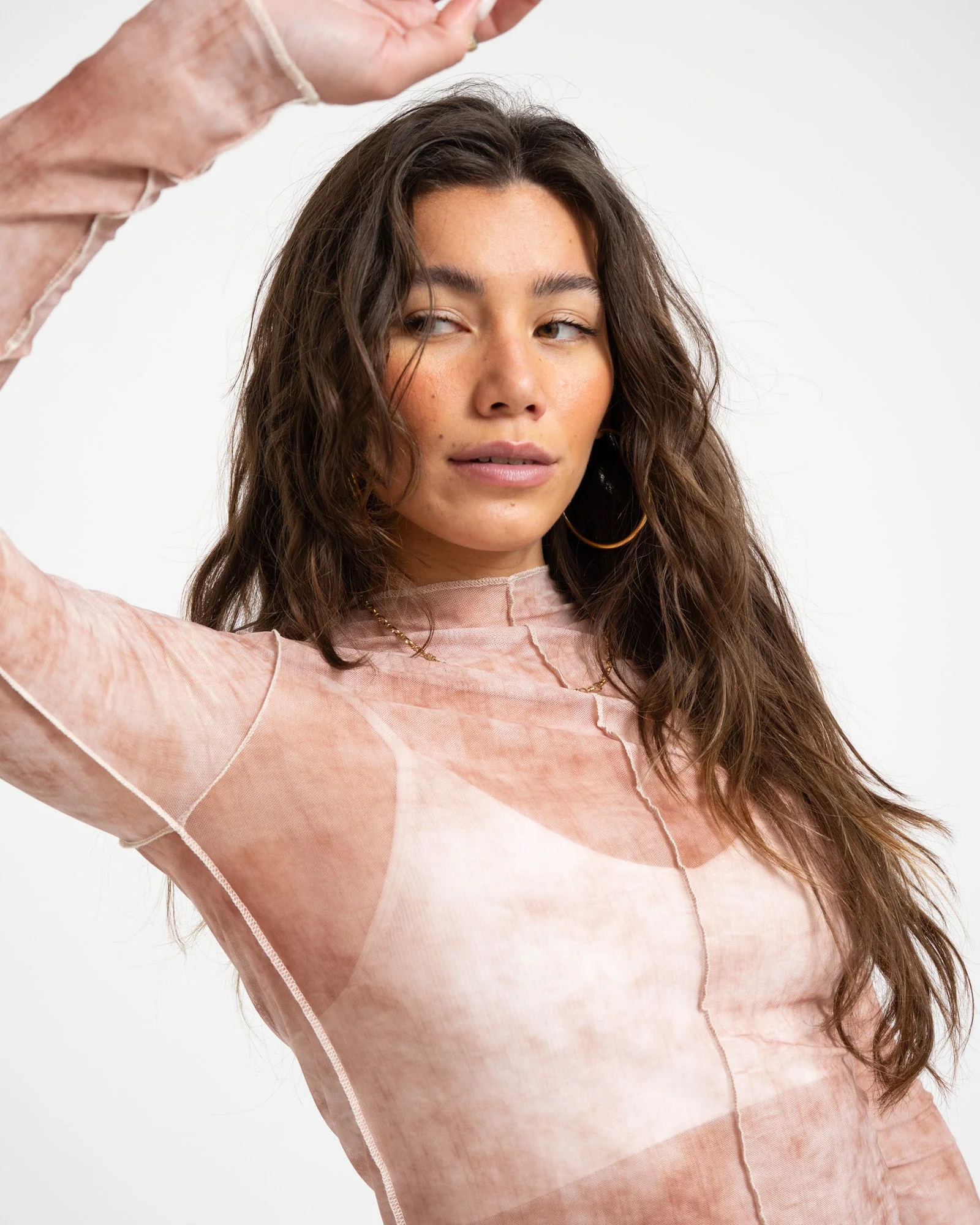 TILTIL Yole Seamed Mesh Longsleeve Sand