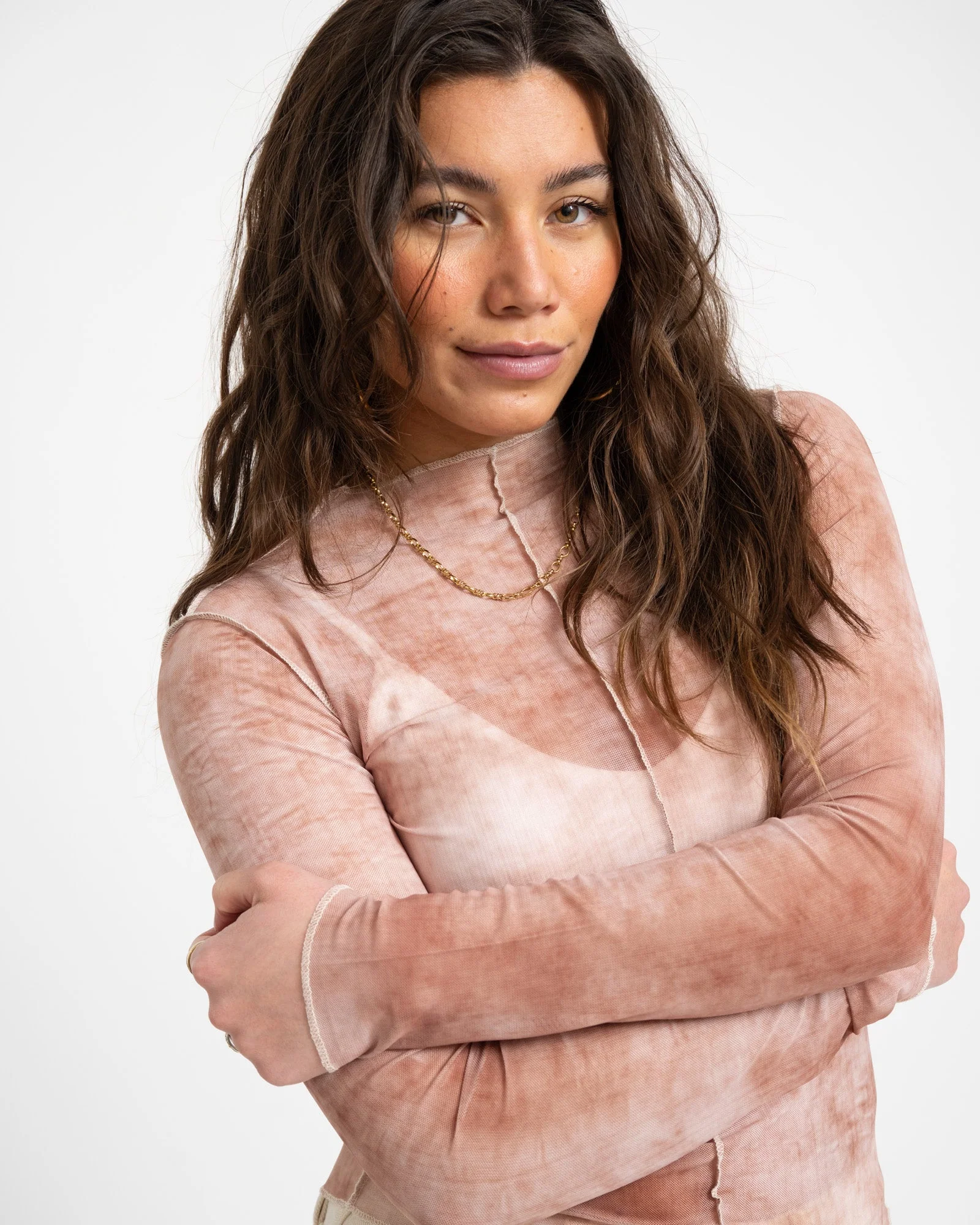 TILTIL Yole Seamed Mesh Longsleeve Sand - Image 2