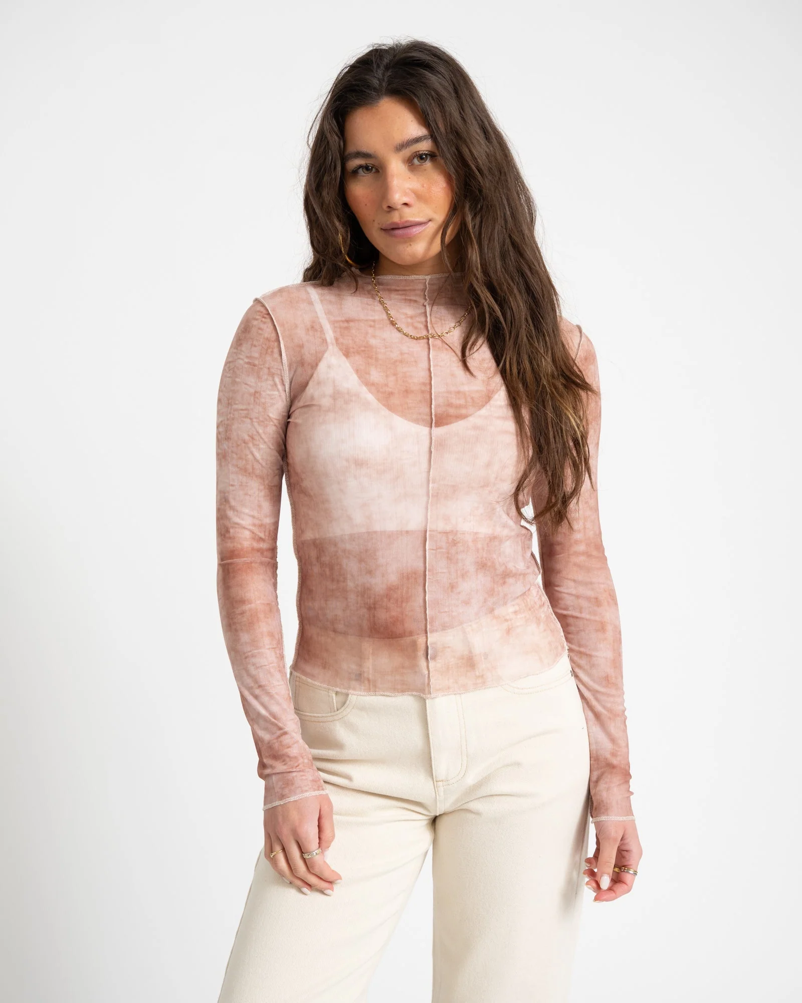 TILTIL Yole Seamed Mesh Longsleeve Sand - Image 3