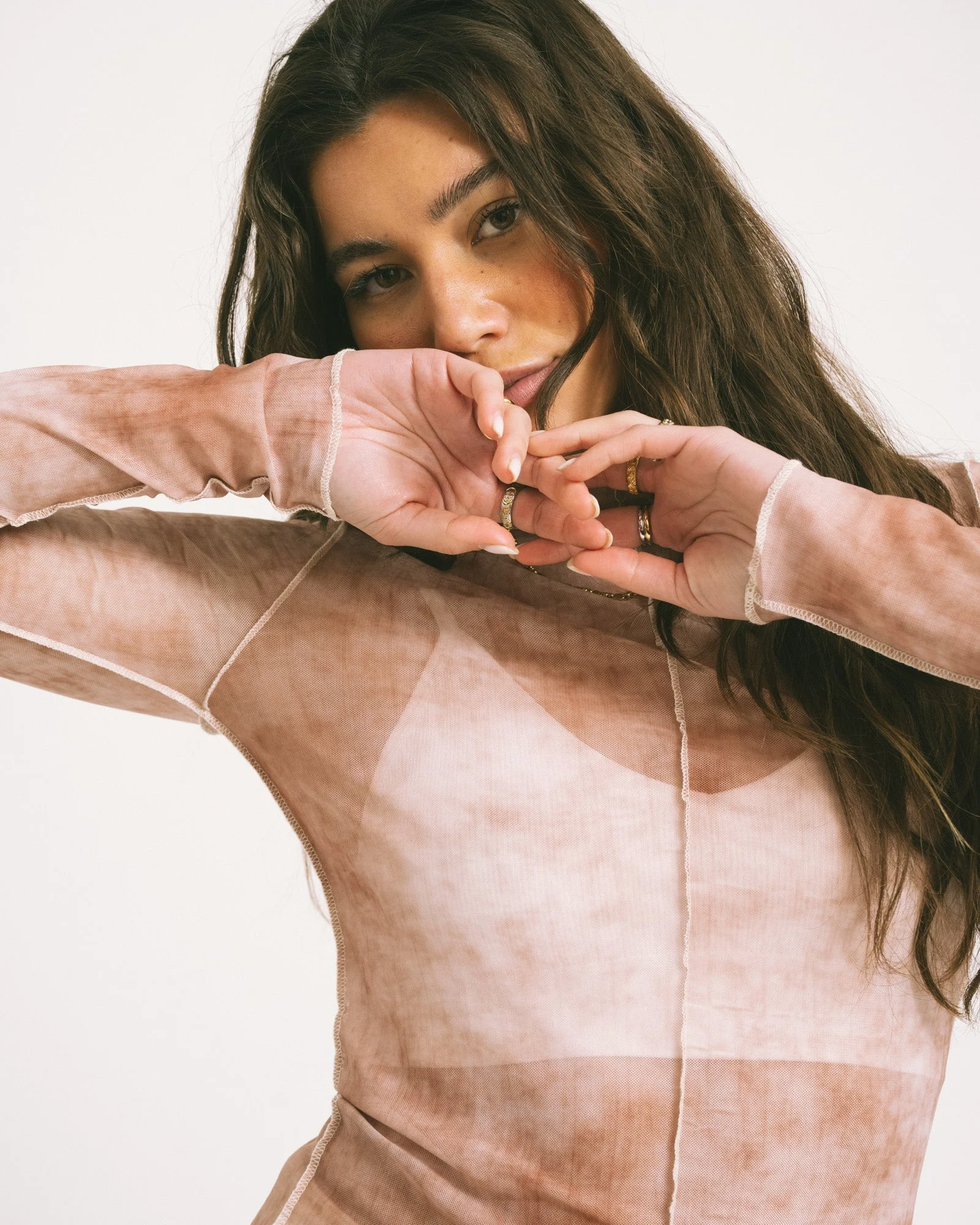 TILTIL Yole Seamed Mesh Longsleeve Sand - Image 6