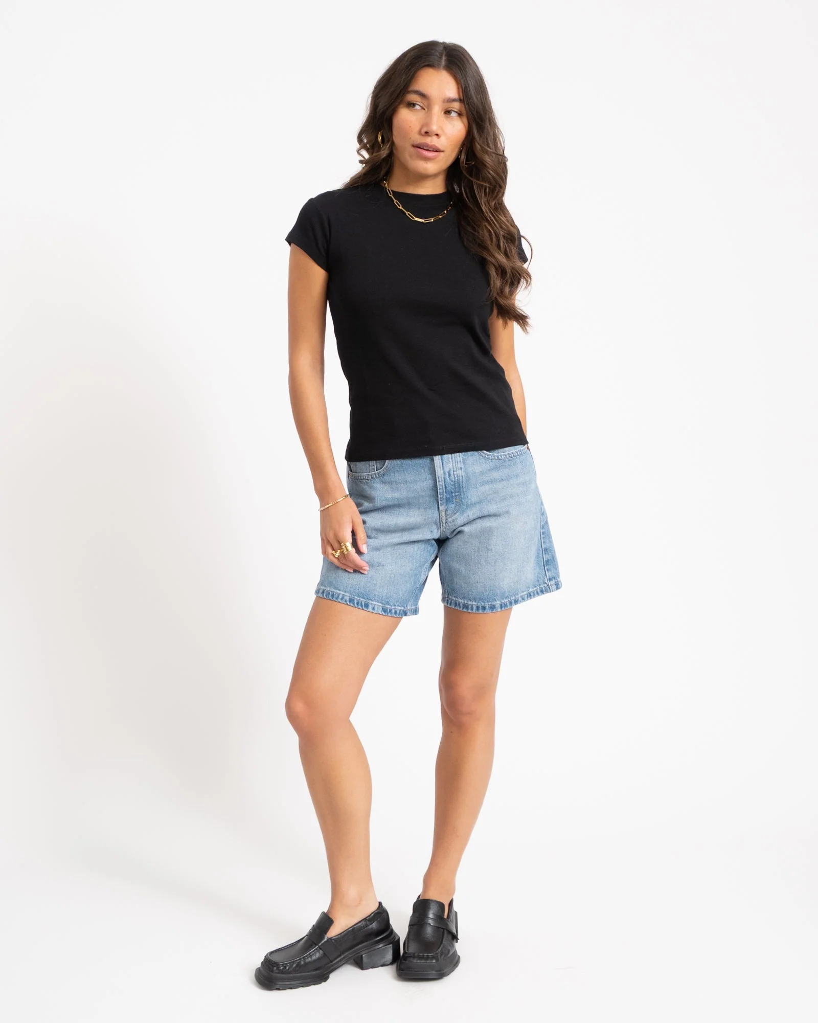 Topshop Vigga Denim Shorts Light Blue Denim - Image 2