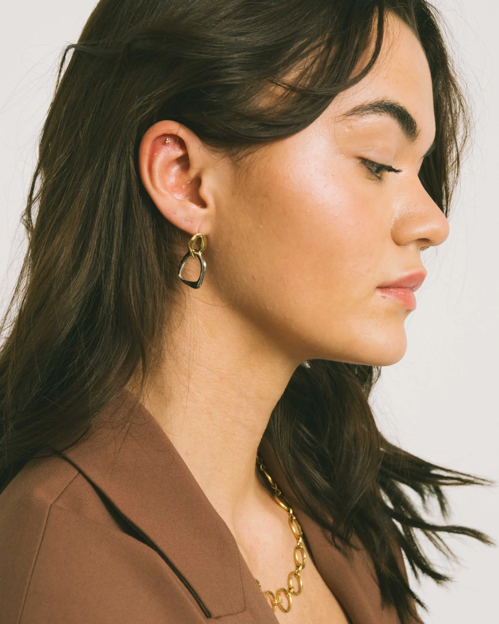 TILTIL Set van 2 Oorbellen Hailey Organic Goud Zilver