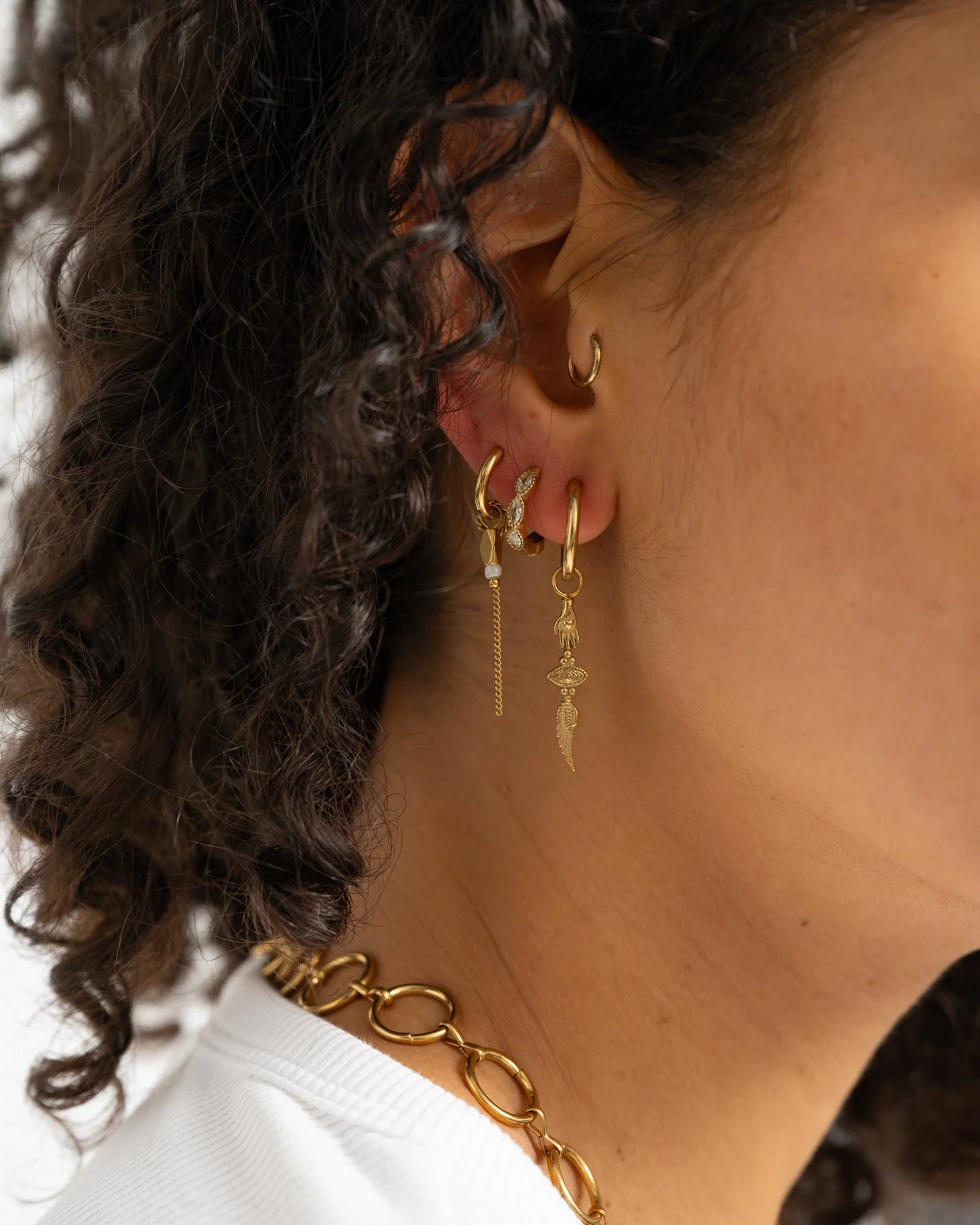 TILTIL Set van 2 Oorbellen Zircon Butter Yellow Goud
