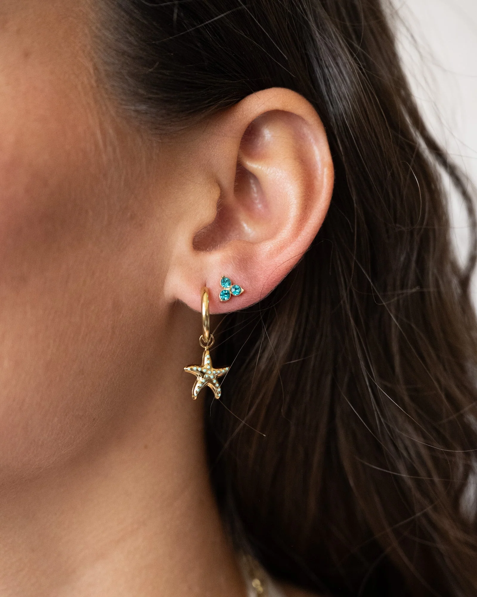 TILTIL Set van 2 Oorbellen Zircon Stud Turquoise