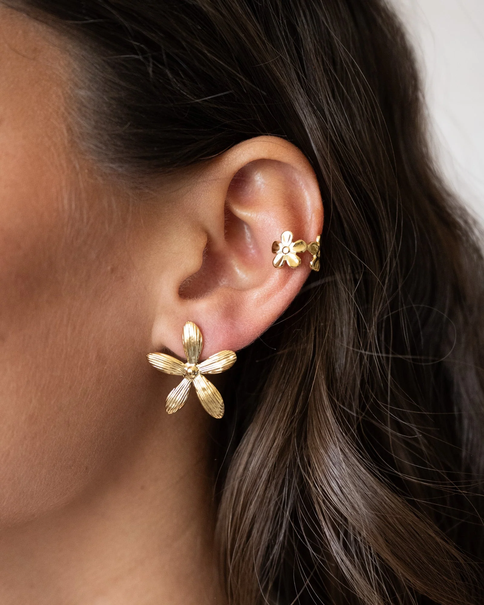 TILTIL Set van 2 Stud Big Flower Goud - Image 2
