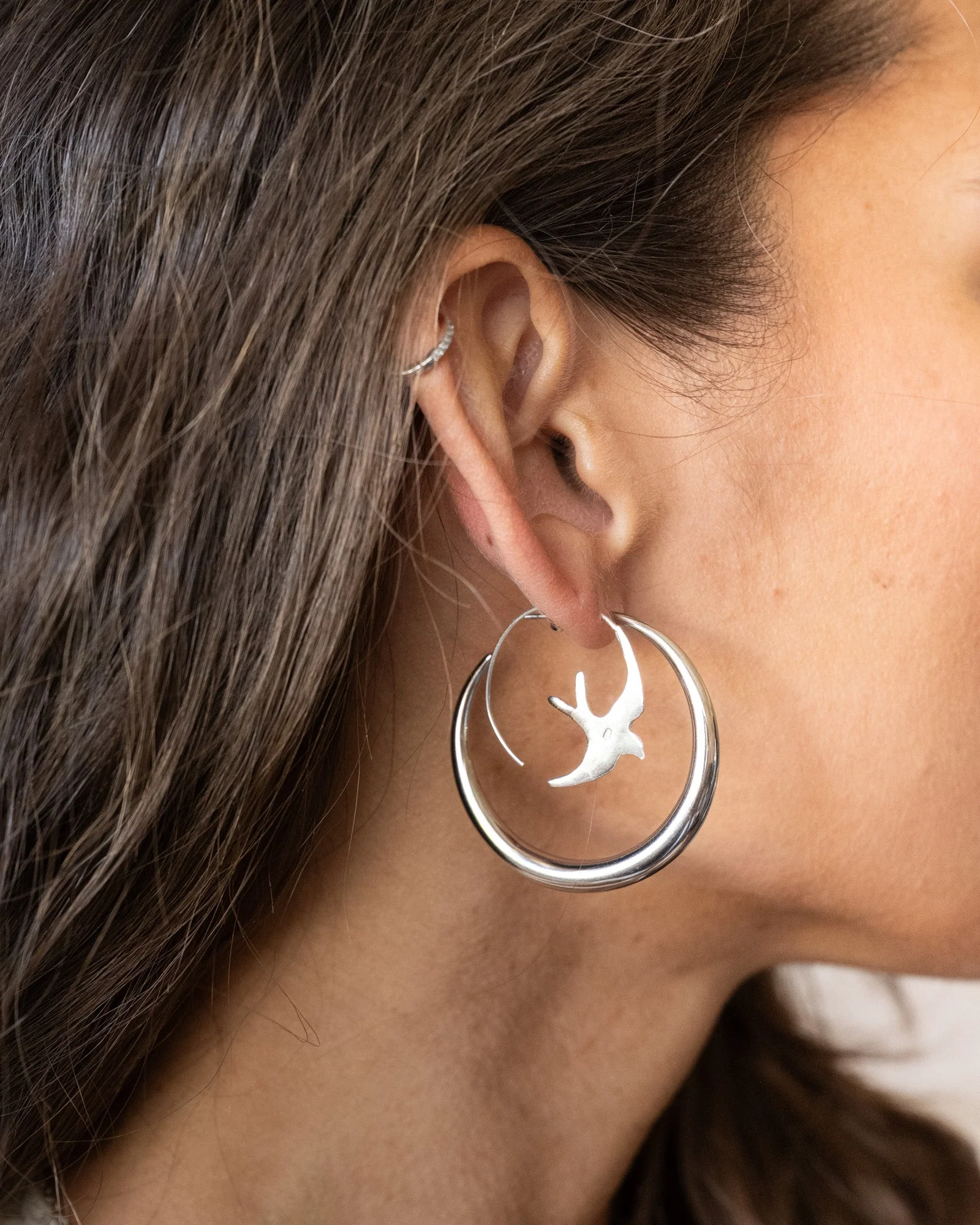 TILTIL Bird Hoop Oorbellen Zilver - Image 2
