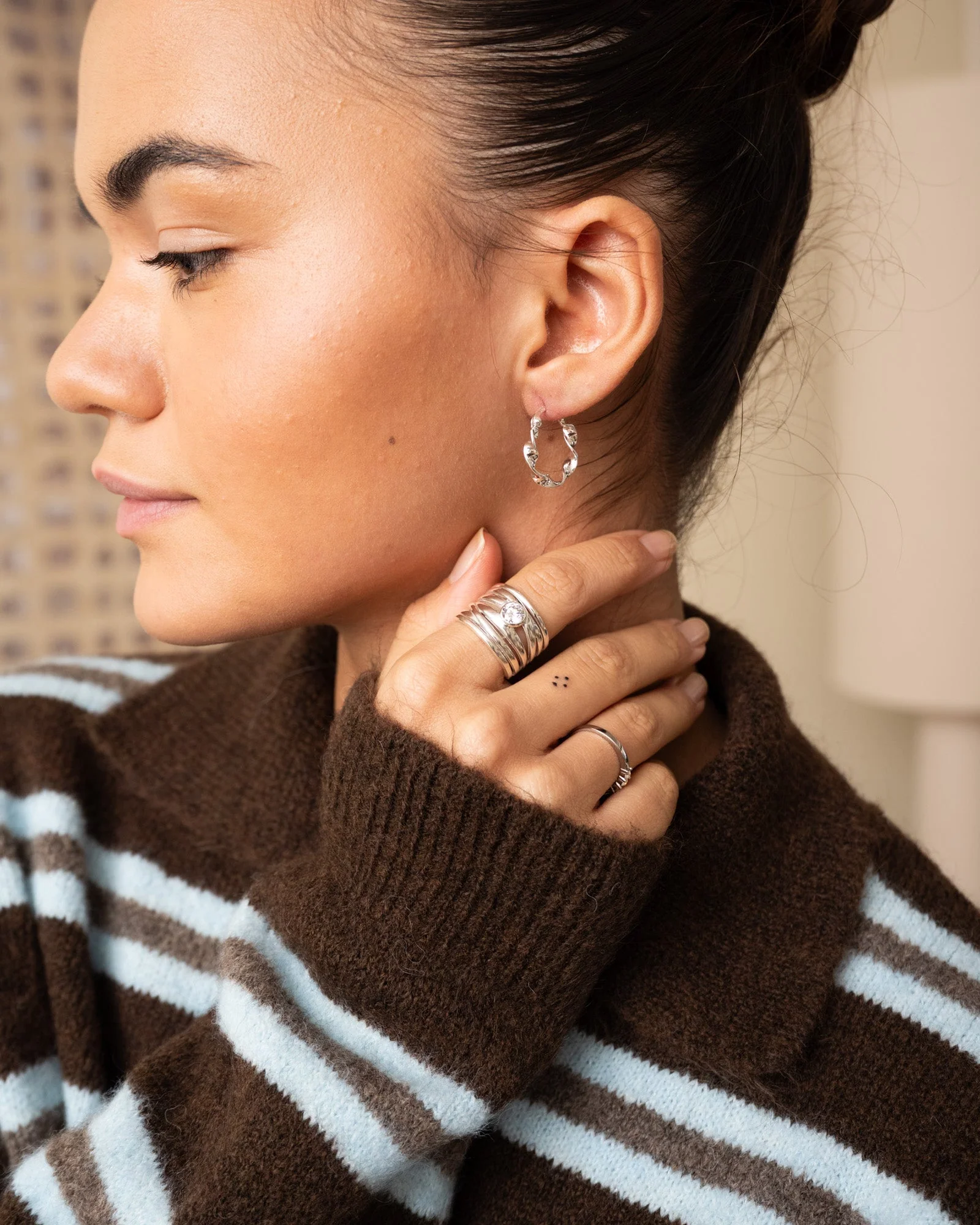 TILTIL Statement Stripes Zircon Ring Silver - Image 2
