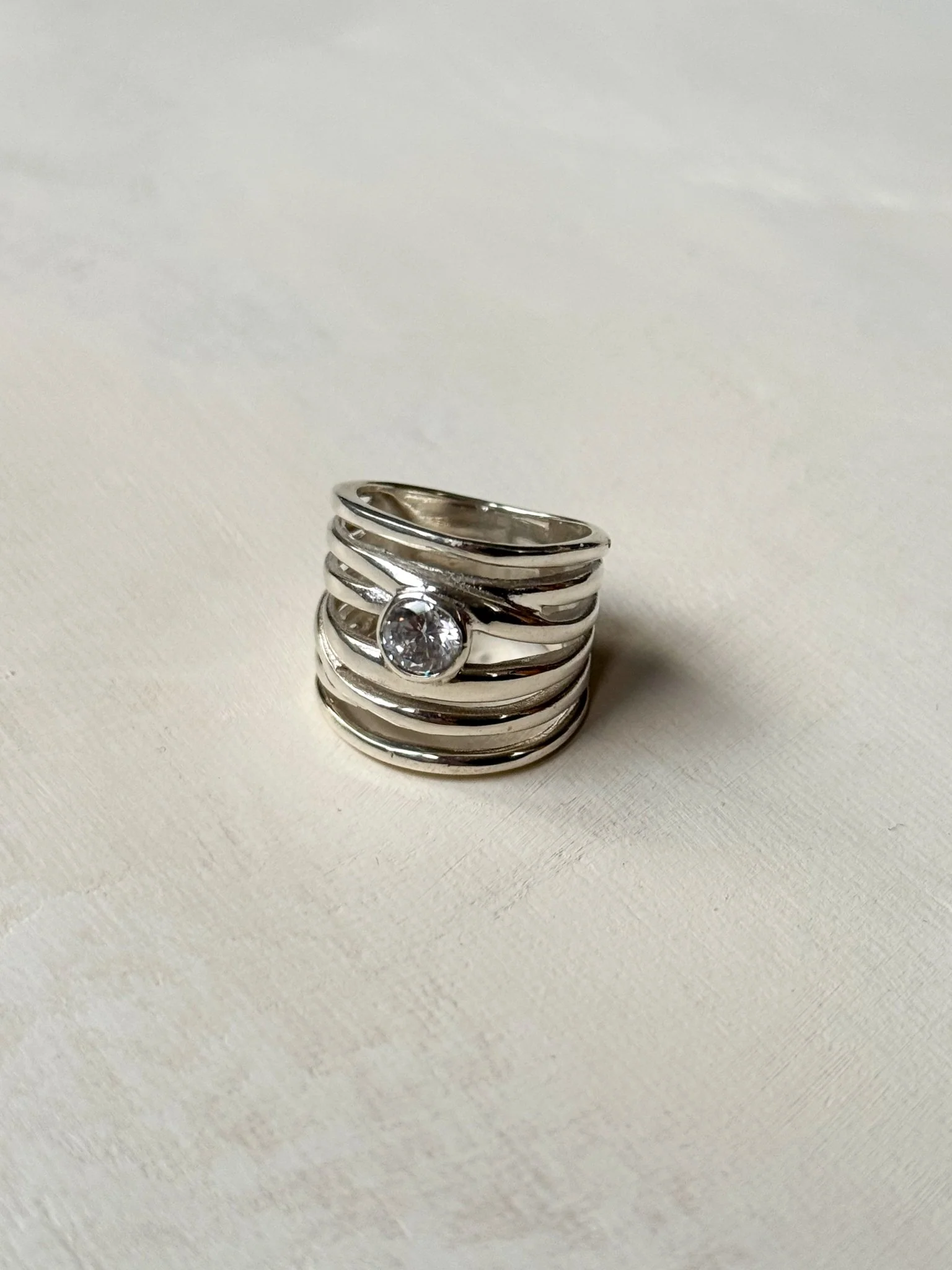 TILTIL Statement Stripes Zircon Ring Silver - Image 3