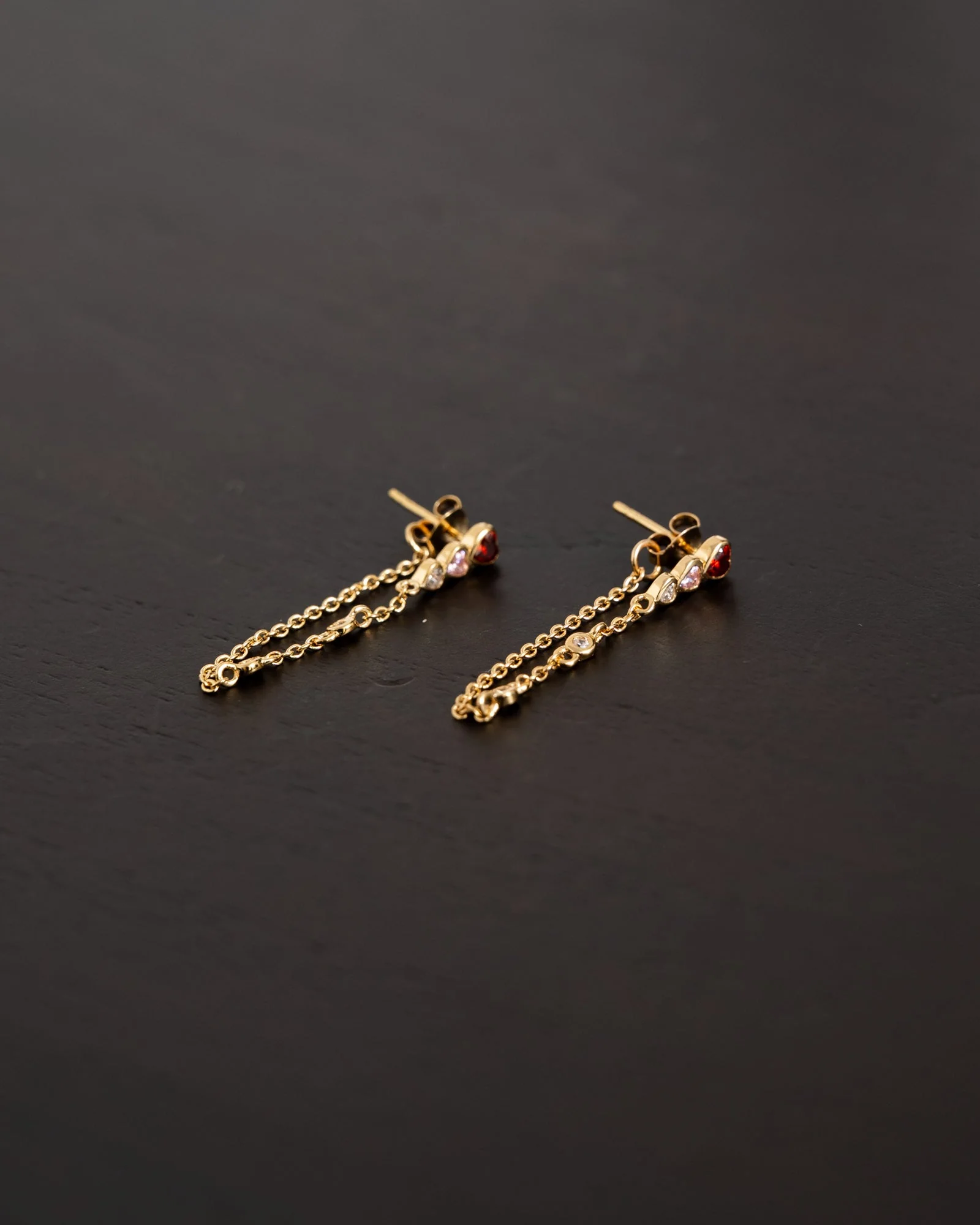 SET van 2 Multi Heart Chain Oorbellen Goud - Image 3